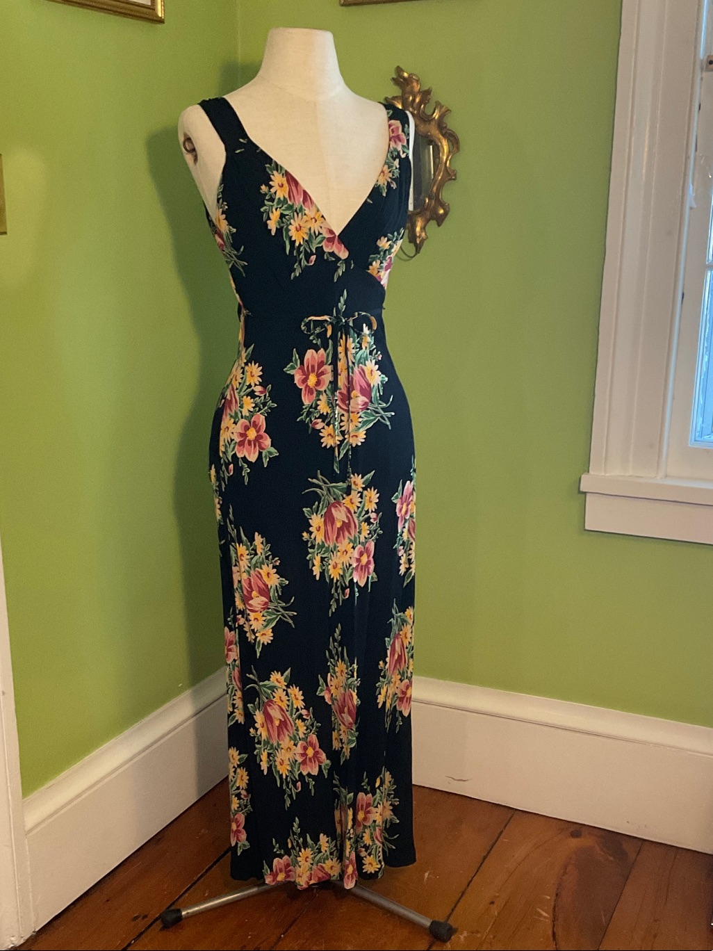 Vintage 90s Betsy Johnson Bias Cut Rayon Slip Dress